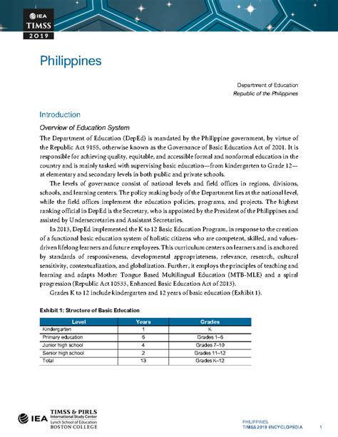 TIMSS 2019 Encyclopedia: Philippines .